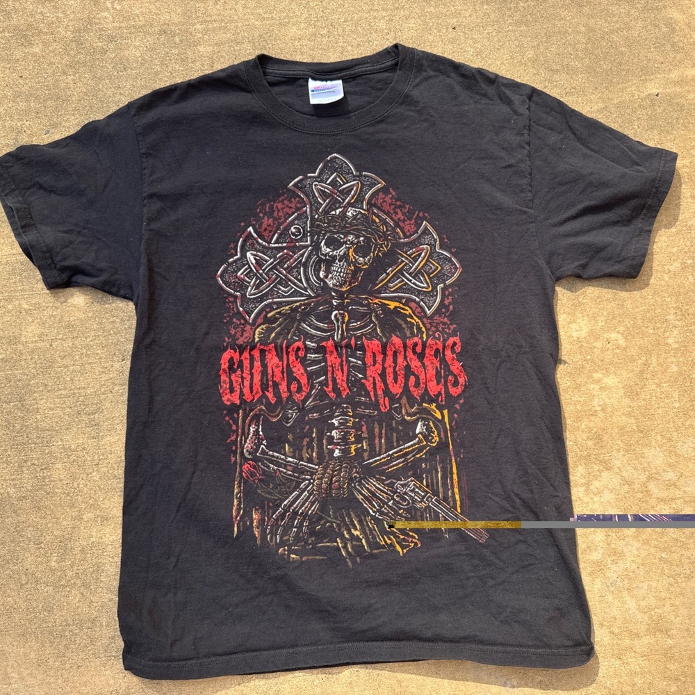 Vtg Hanes Guns N Roses Rock Band Tee Mens Medium TShirt Crucified Skeleton